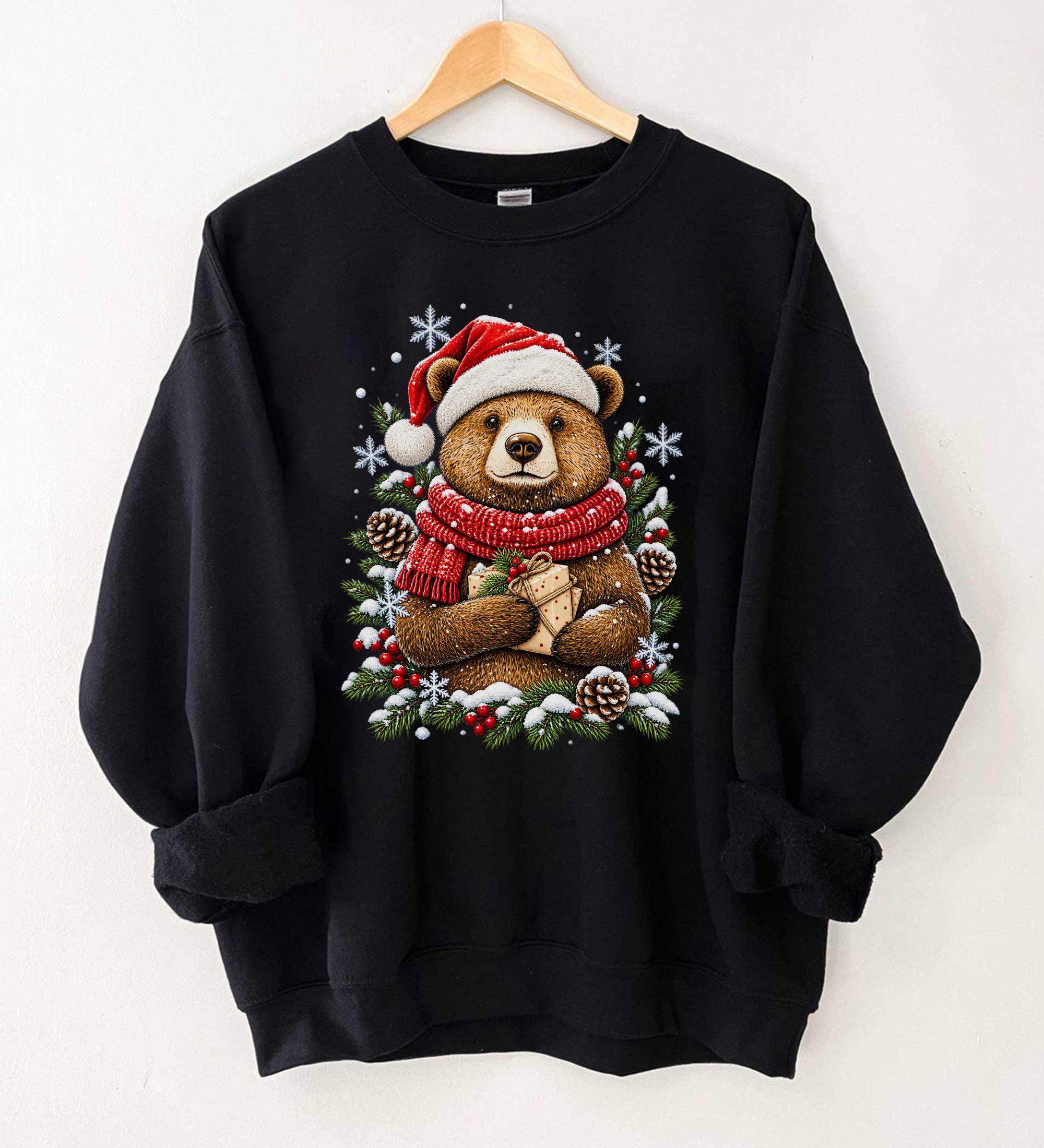 Bear Christmas Sweatshirt Funny Holiday Animal Graphic Christmas Gift For Bear Lovers