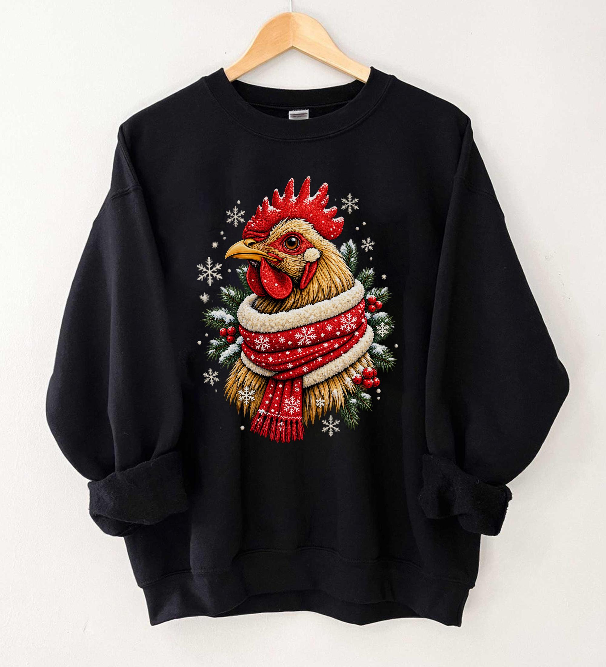 Christmas Chicken Sweatshirt Funny Holiday Chicken Graphic Christmas Gift For Chicken Lovers
